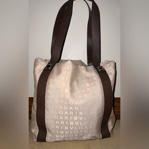 Bulgari Cream and Brown Tote Bag